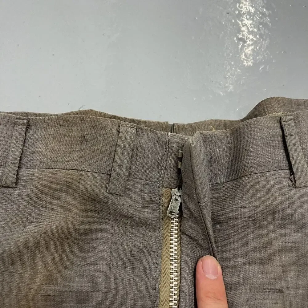 Vintage 50s Kahn Grey Fleck Wide Leg Pleated Trousers 34x29